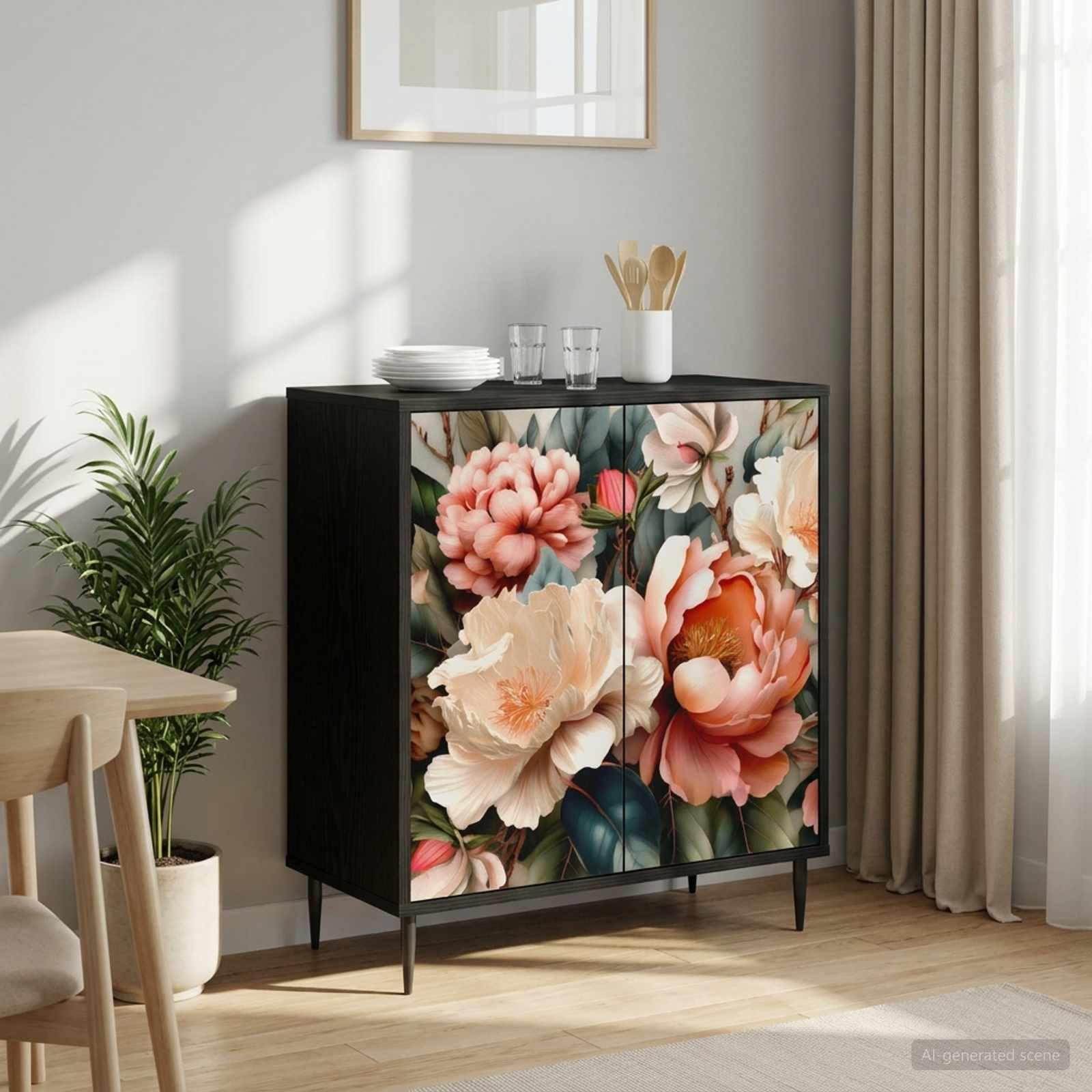 Sideboard BORNE sort eg 69 x 33 x 76 cm med 2 døre