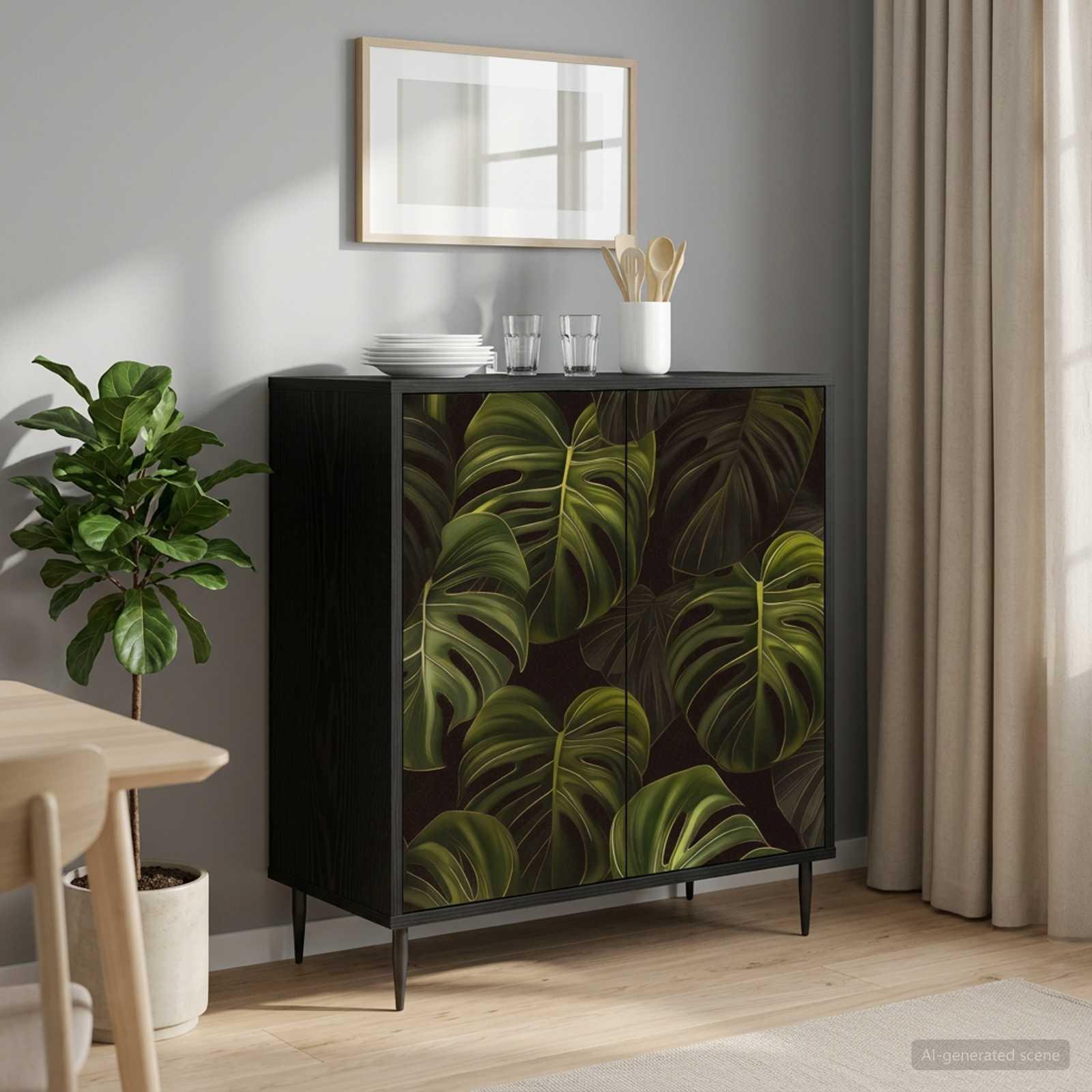 Sideboard ELBURG i sort eg 69 x 33 x 76 cm med 2 døre