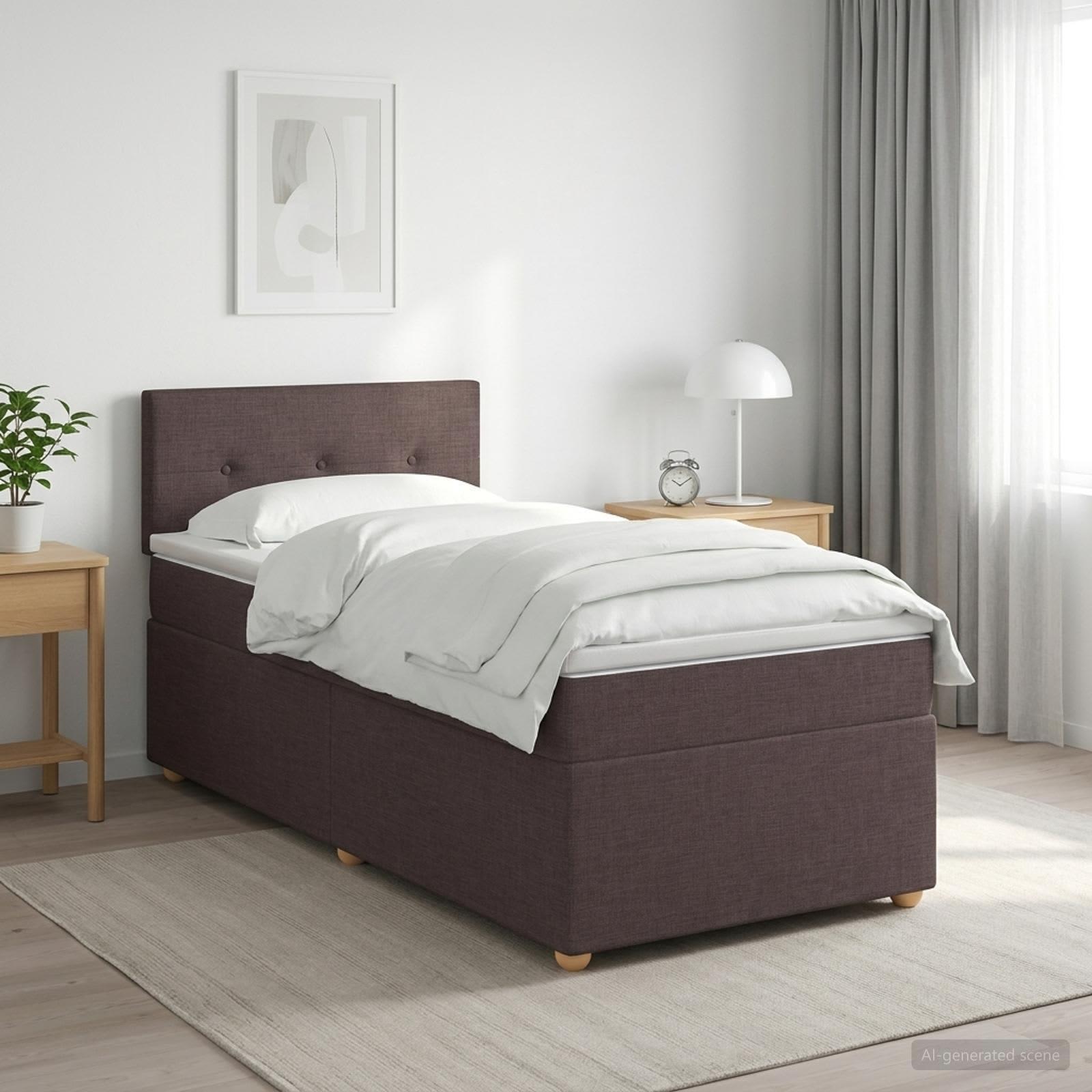 Boxspring seng med madras og topmadras 80 x 200 cm mørk brun stof