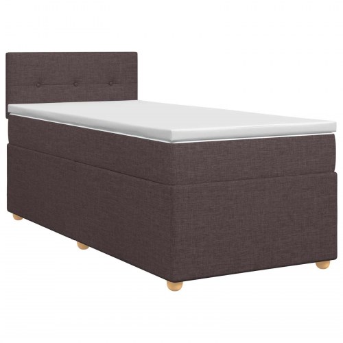 Boxspring seng med madras og topmadras 80 x 200 cm mørk brun stof