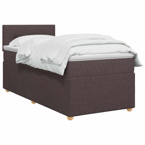 Boxspring seng med madras og topmadras 80 x 200 cm mørk brun stof