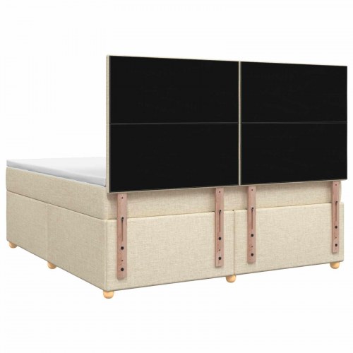 Boxmadras seng med topmadras 140 x 200 cm cremefarvet stof