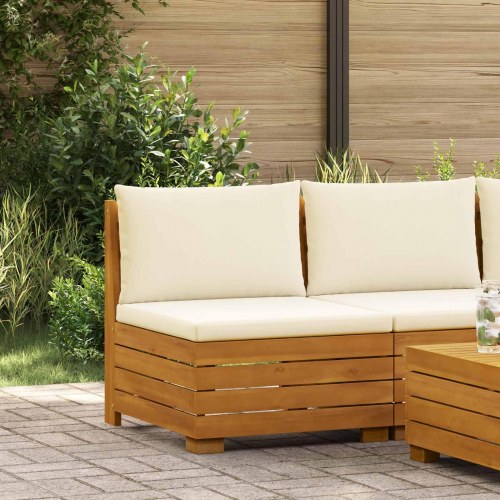 Mellemsofa i massivt akacietræ til have og terrasse - brun