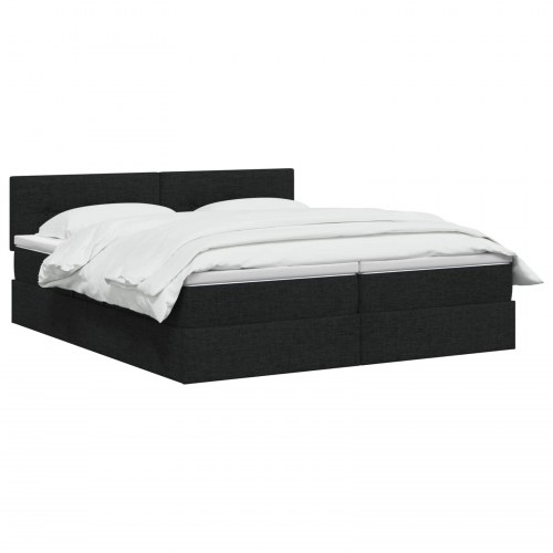 LED opbevaringsseng med madras 180 x 200 cm sort stof