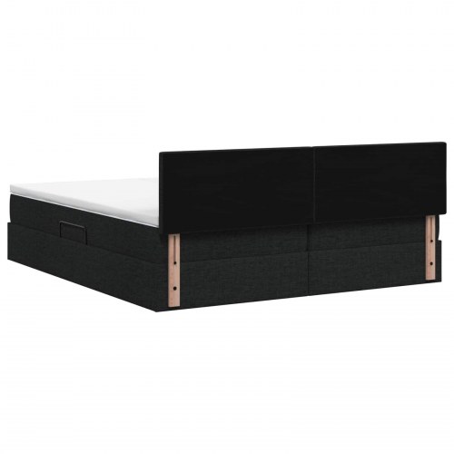 LED opbevaringsseng med madras 180 x 200 cm sort stof