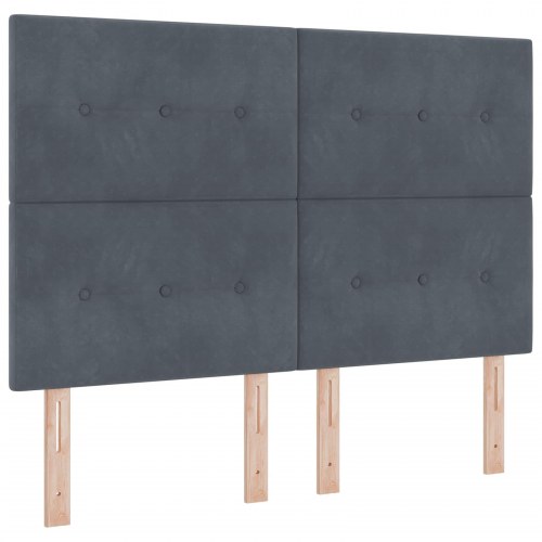 Ottoman seng med madras og LED 160 x 200 cm mørkegrå velour