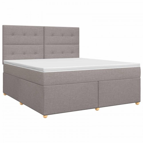 Boxmadras seng med topmadras 140 x 200 cm gråbrun stof