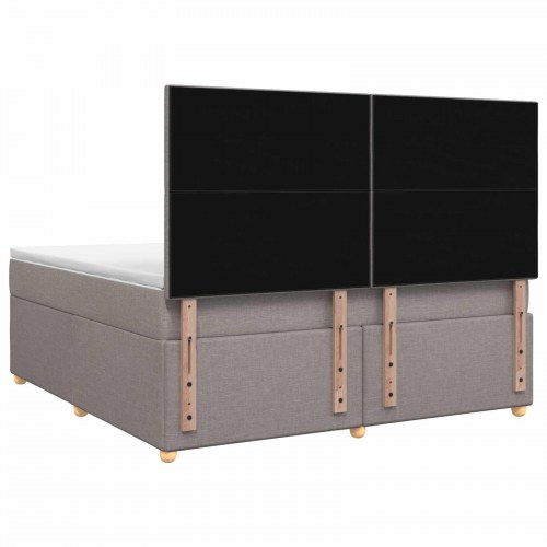 Boxmadras seng med topmadras 140 x 200 cm gråbrun stof