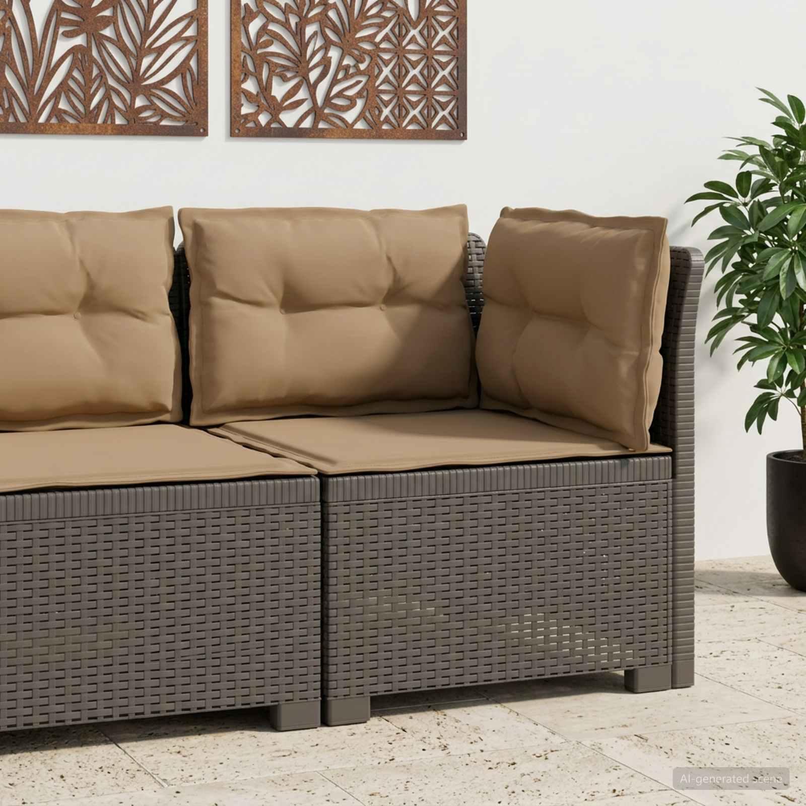 vidaXL 1-personers Havemøbelsofa med Pudefyld Rattan Look PP Lysegrå