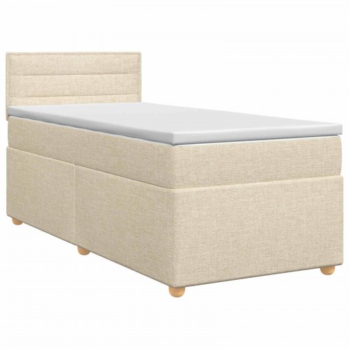 Boxspring seng med madras og topmadras 80 x 200 cm cremefarvet stof