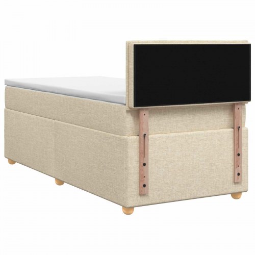 Boxspring seng med madras og topmadras 80 x 200 cm cremefarvet stof