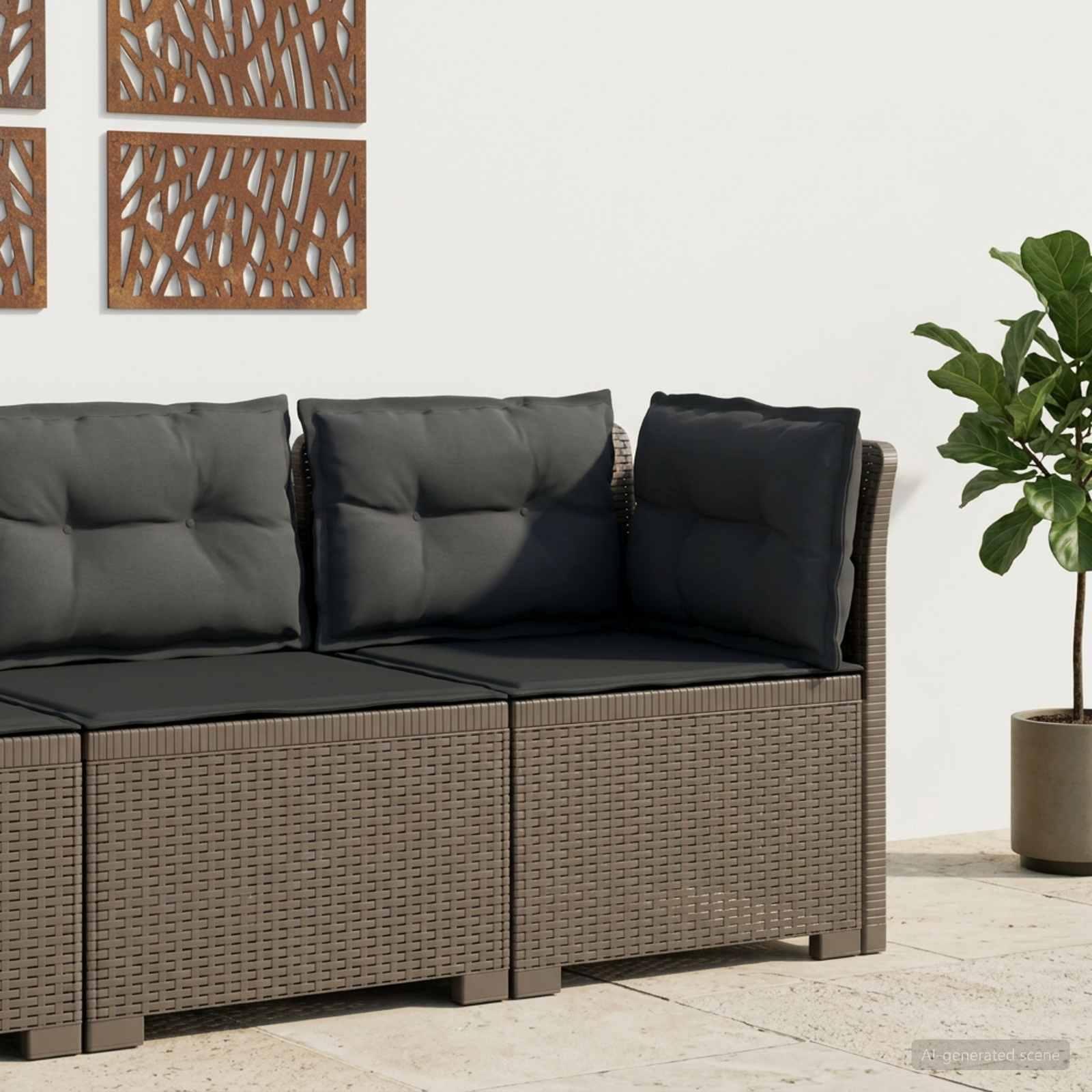 vidaXL 1-personers Havemøbelsofa med Pudefyld Rattan Look PP Lysegrå
