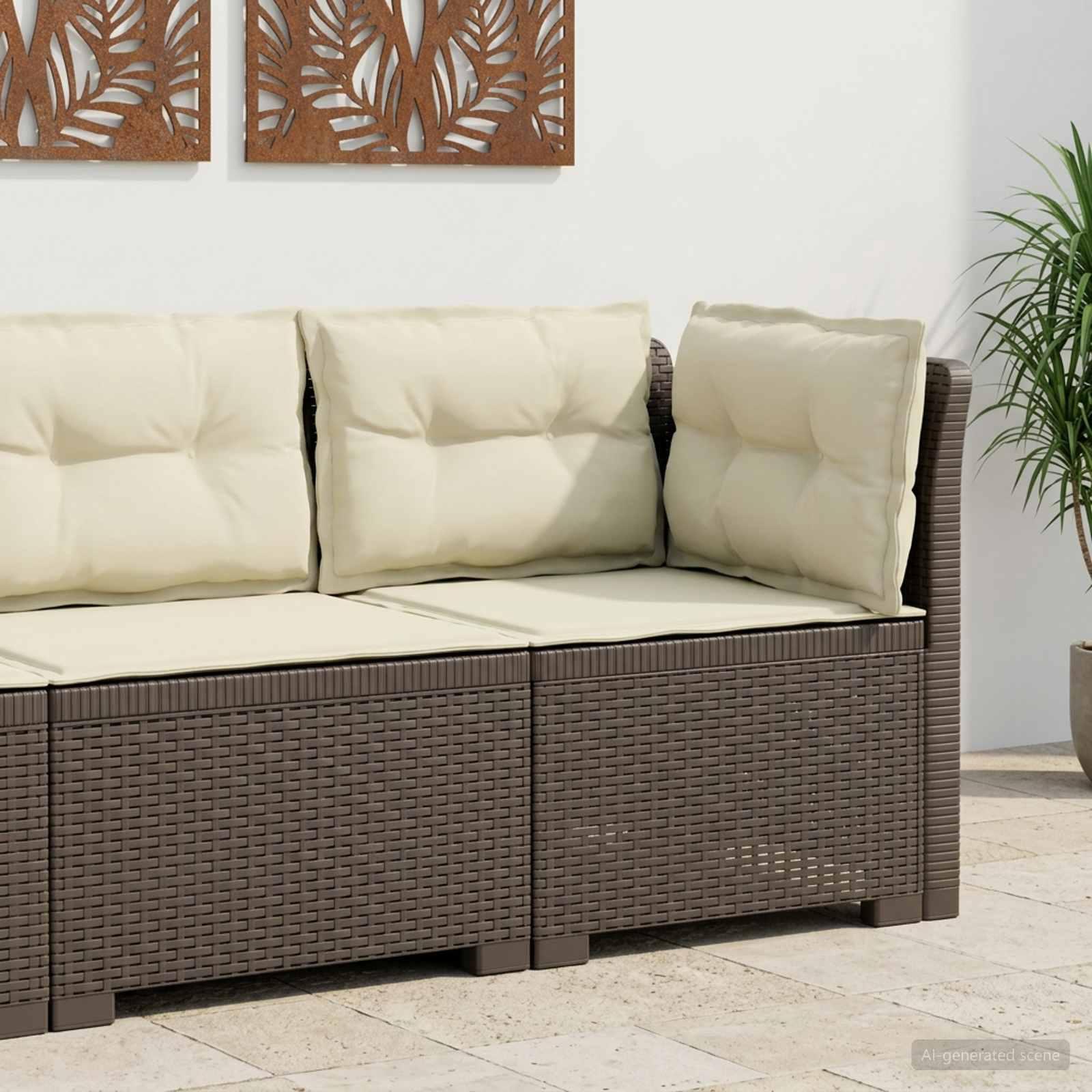 vidaXL 1-personers Havemøbelsofa med Pudefyld Rattan Look PP Lysegrå
