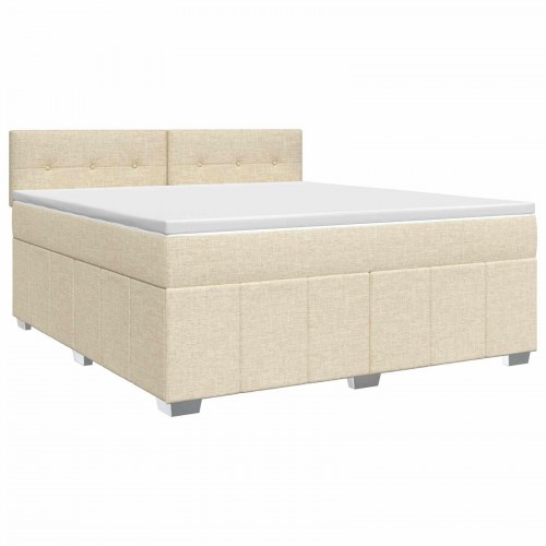 Boxmadras seng med topmadras 140 x 200 cm cremefarvet stof