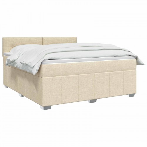 Boxmadras seng med topmadras 140 x 200 cm cremefarvet stof