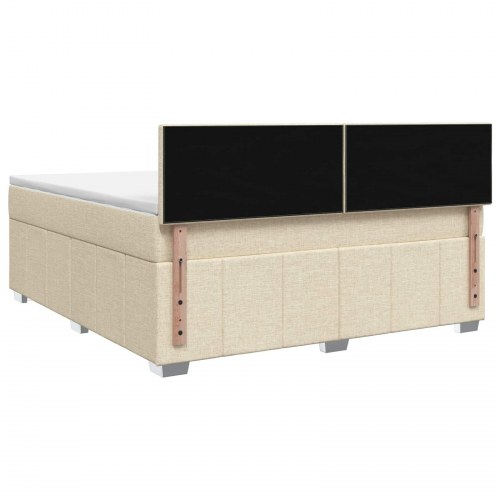 Boxmadras seng med topmadras 140 x 200 cm cremefarvet stof