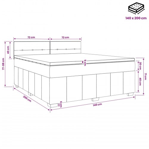 Boxmadras seng med topmadras 140 x 200 cm cremefarvet stof