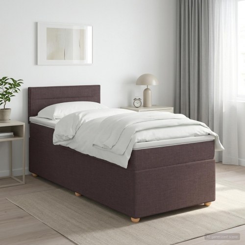 Boxspring seng med madras og topmadras 80 x 200 cm mørk brun stof