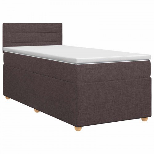 Boxspring seng med madras og topmadras 80 x 200 cm mørk brun stof