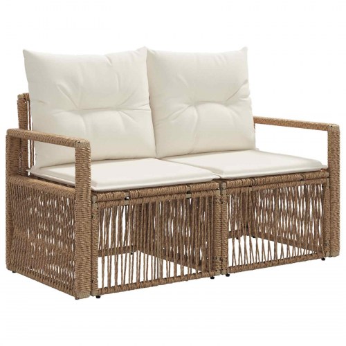 Havesofa sæt 6 stk. i beige polyrattan - modulært loungesæt til have og terrasse