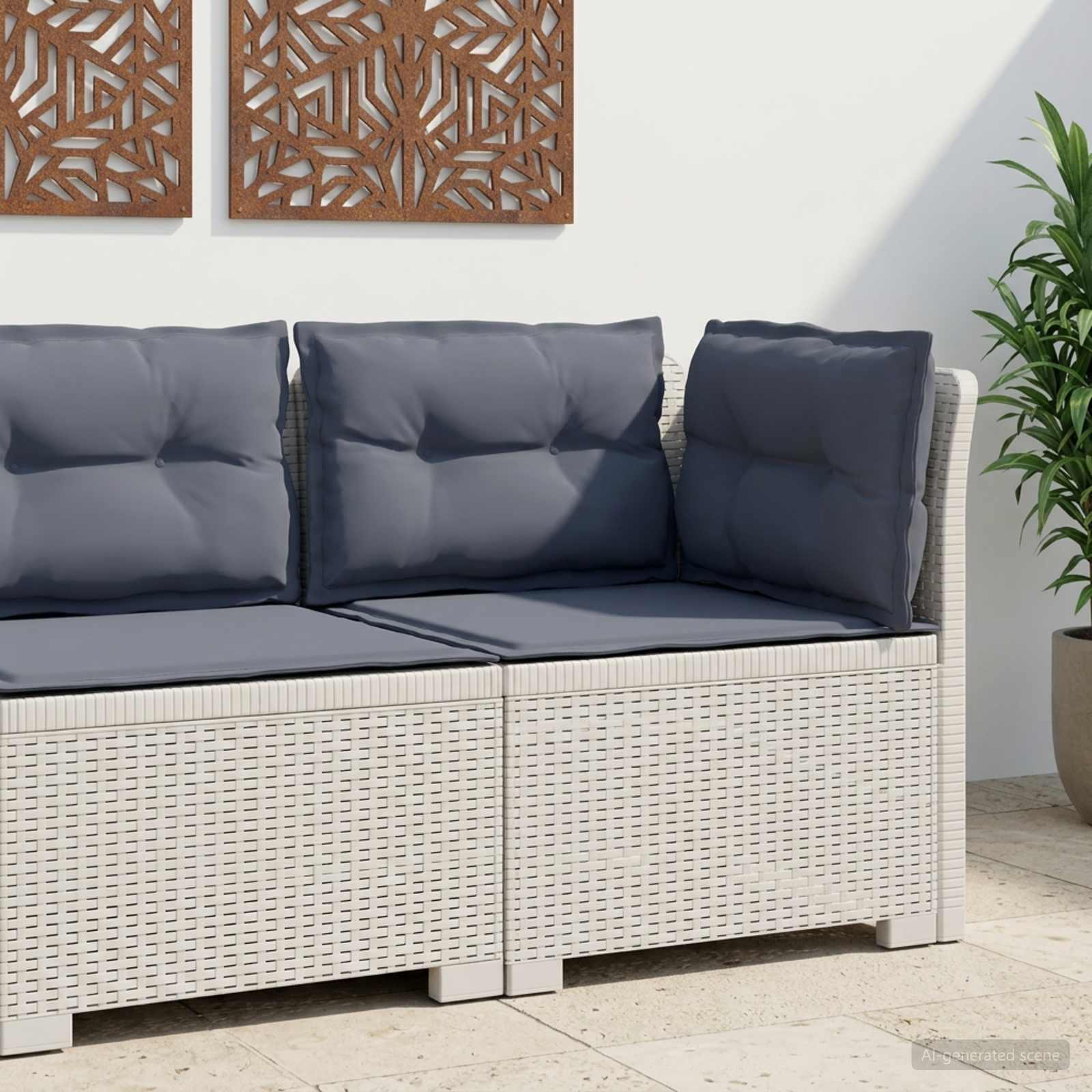 vidaXL 1-personers Havemøbelsofa med Pudefyld Rattan Look PP Hvid