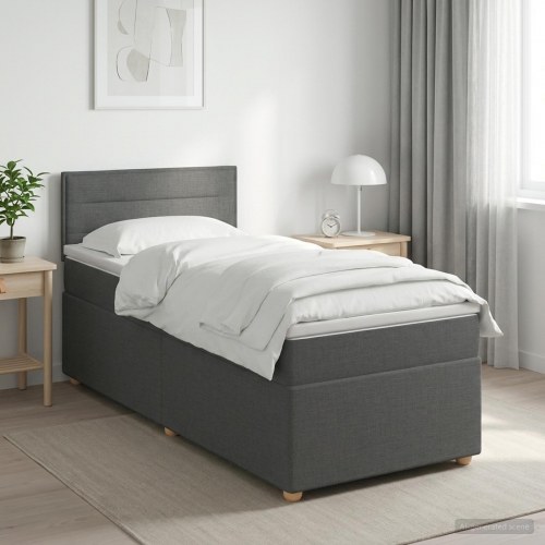 Boxspring seng med madras og topmadras 80 x 200 cm - mørkegrå stof