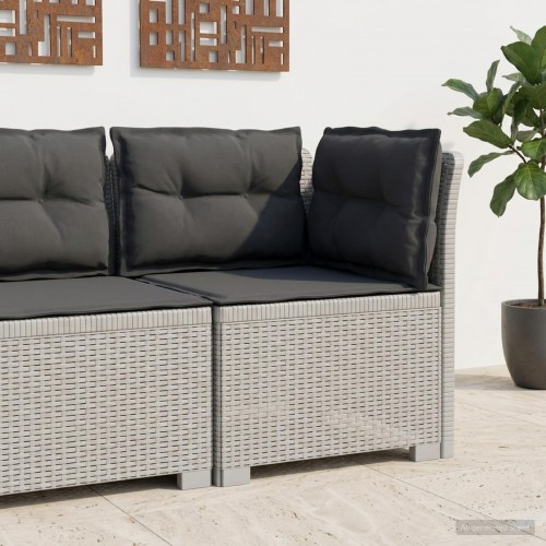 1-personers havemøbelsofa i rattan look PP med puder - hvid/antracit