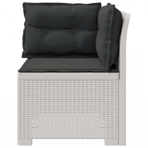 1-personers havemøbelsofa i rattan look PP med puder - hvid/antracit
