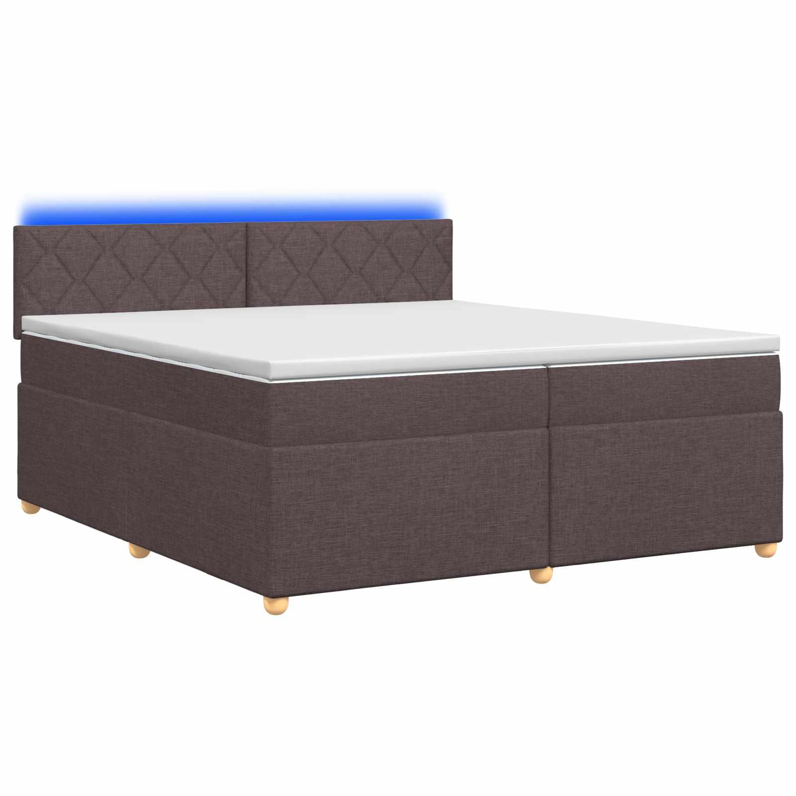Kontinentalseng med madras og topmadras 200 x 200 cm mørk brun stof