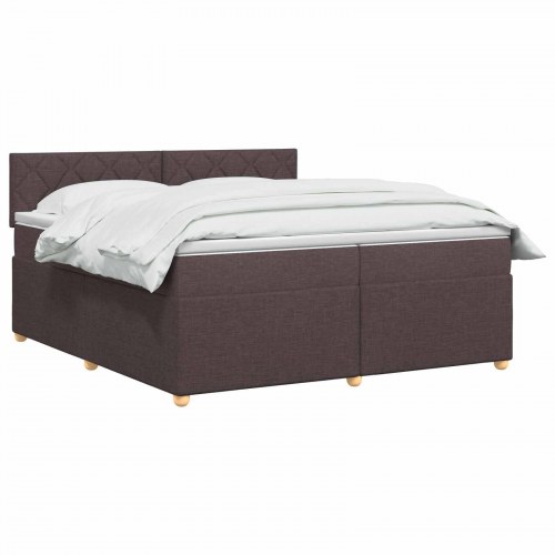 Kontinentalseng med madras og topmadras 200 x 200 cm mørk brun stof