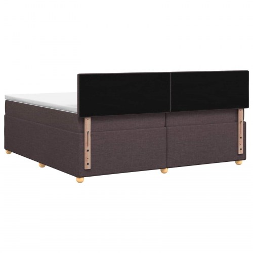 Kontinentalseng med madras og topmadras 200 x 200 cm mørk brun stof