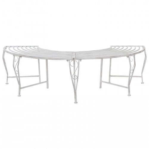 Havebænk rundt om træ 160 x 80 x 44 cm i stål - antik hvid
