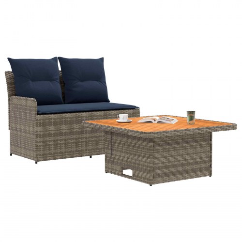 Havearmstøtte sofa med løftbart bord 2 stk grå og marineblå