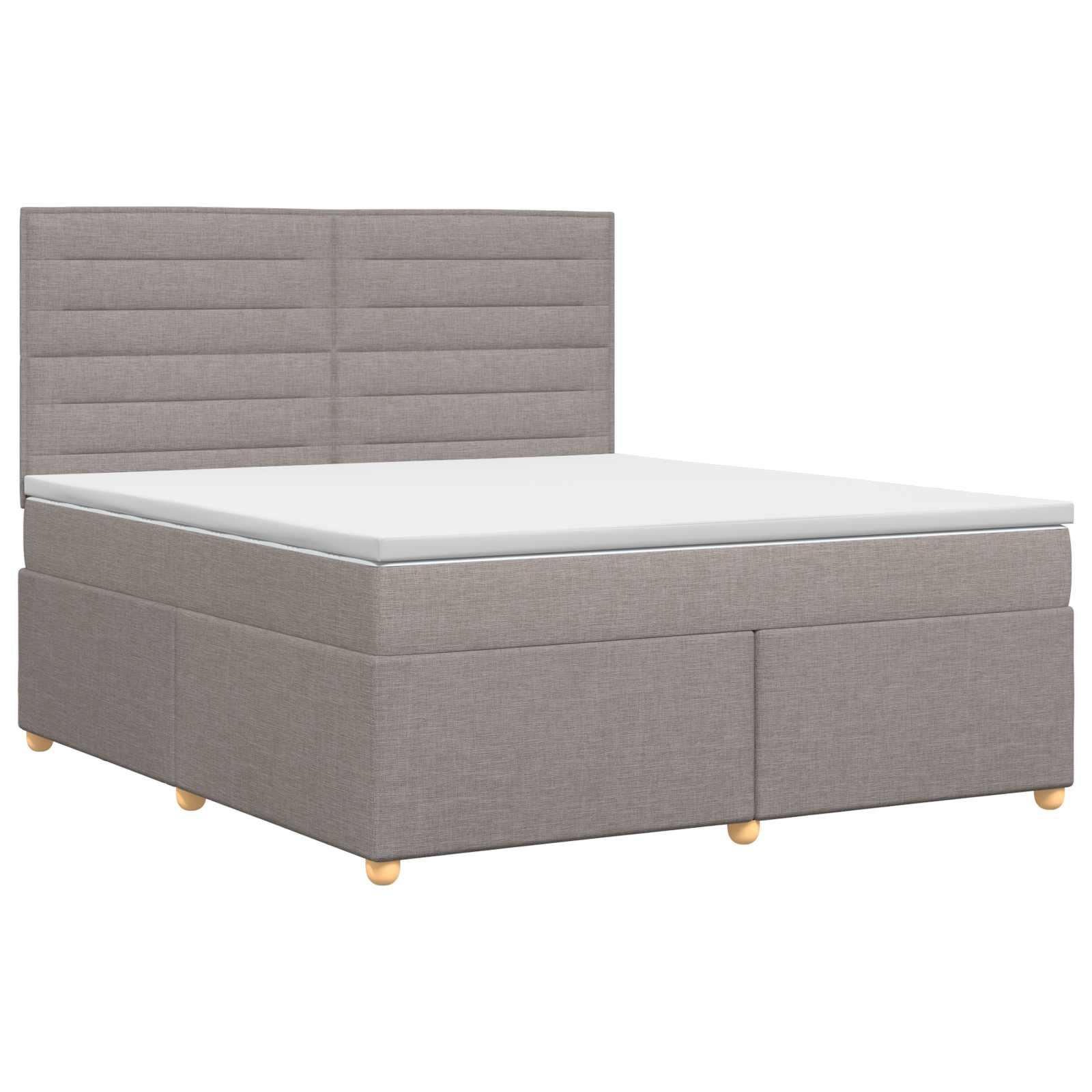 Boxmadras seng med topmadras 140 x 200 cm - gråbrun stof