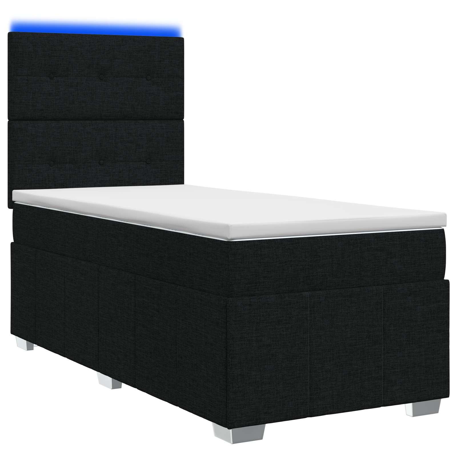 LED boksmadrasseng med madras 80 x 200 cm i sort stof