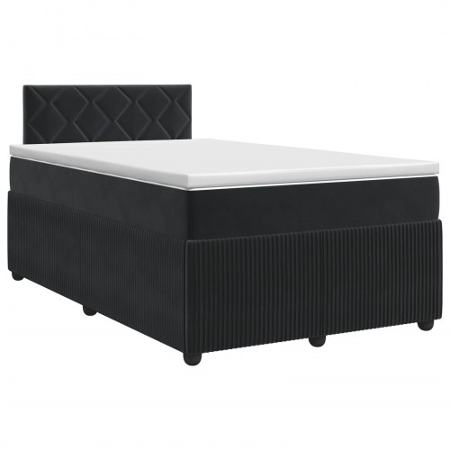 Boxmadras seng med topmadras og justerbar hovedgavl 120 x 190 cm sort fløjl