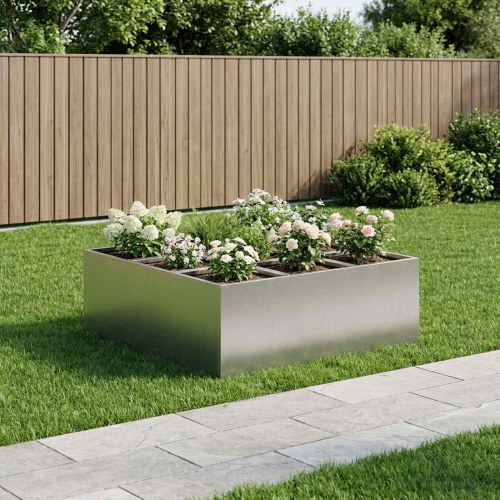 Have blomsterkrukke i rustfrit stål 100 x 100 x 40 cm - sølv