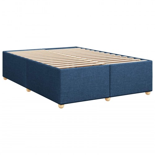 Boxmadras med topmadras og hovedgærde 140 x 190 cm - blå stof