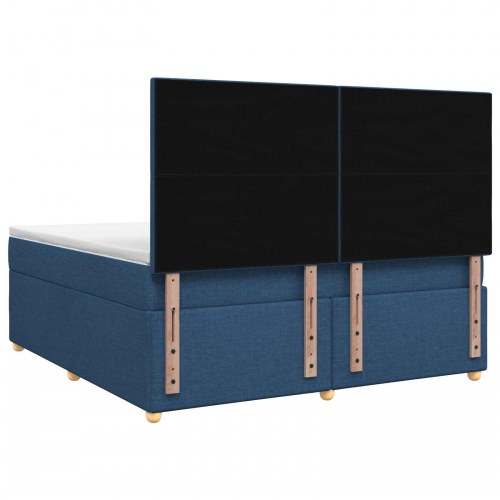 Boxmadras med topmadras og hovedgærde 140 x 190 cm - blå stof