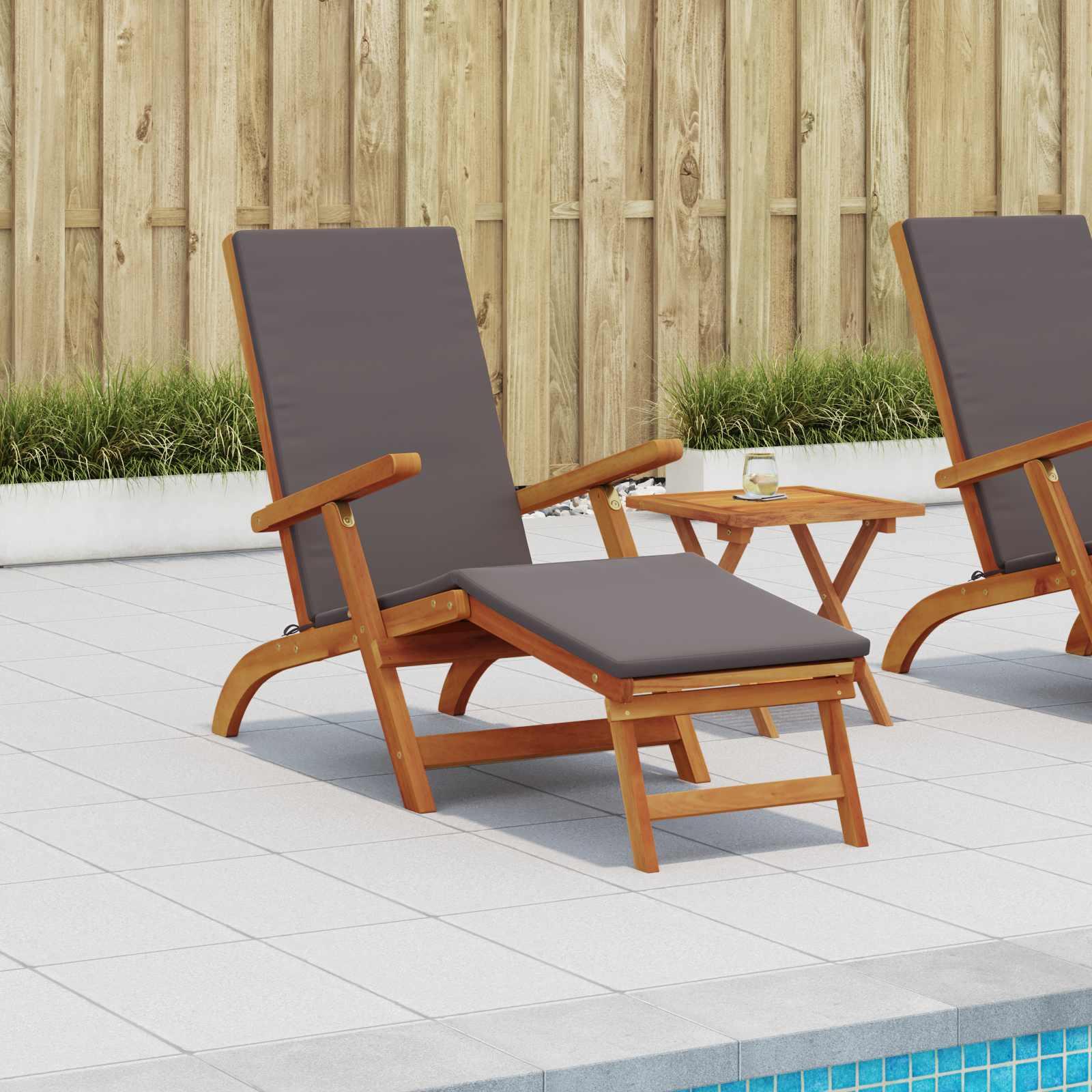 Justerbar og foldbar liggestol i akacietræ 55 x 146 x 91 cm