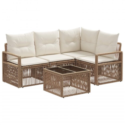 Havesofa sæt 5 dele i beige polyrattan