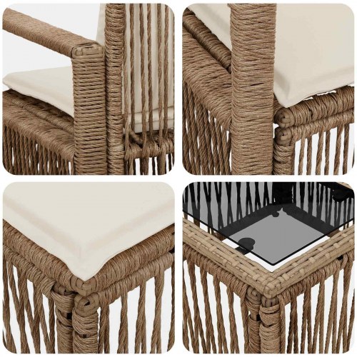 Havesofa sæt 5 dele i beige polyrattan