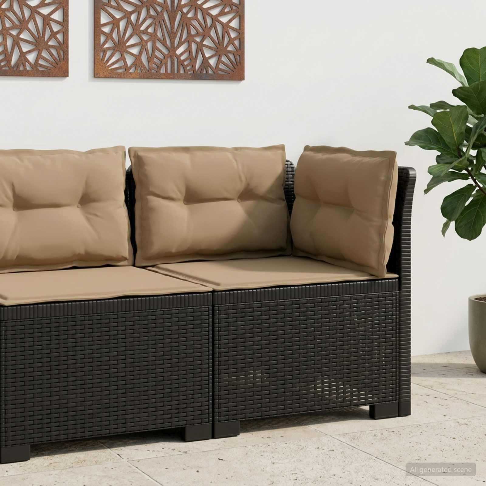 vidaXL 1-personers Havemøbelsofa med Pudefyld Rattan Look PP Antracit