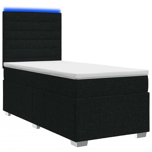 LED boksmadrasseng med madras 80 x 200 cm - sort stof