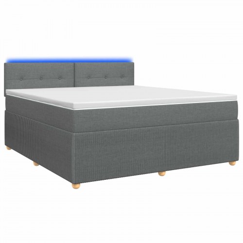 Boxmadras seng med topmadras og LED mørkegrå 140 x 190 cm