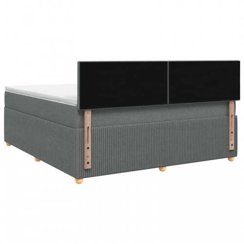 Boxmadras seng med topmadras og LED mørkegrå 140 x 190 cm