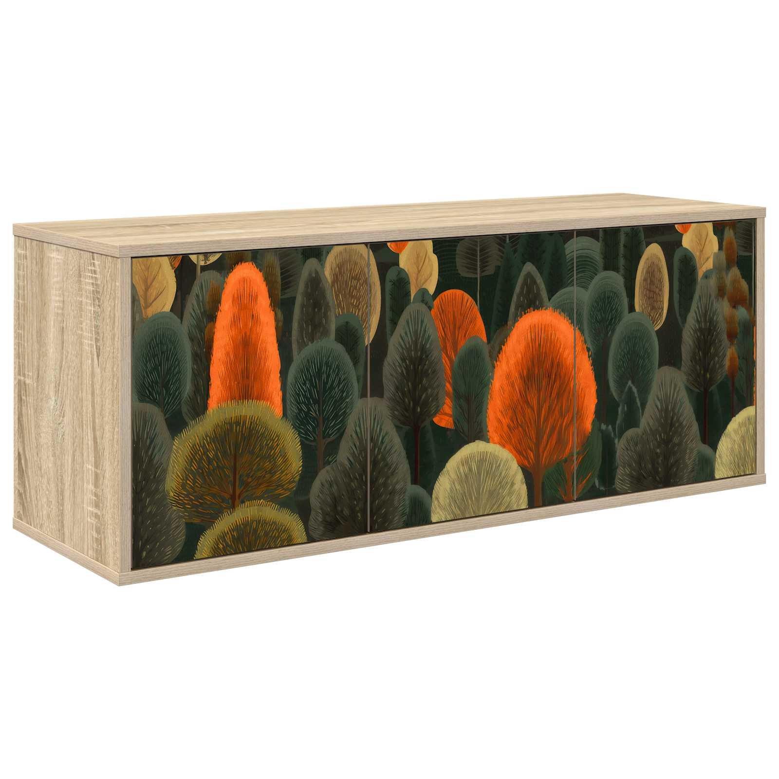 Væghængt TV-skab 102 x 33 x 40 cm i Sonoma-eg med 3 døre