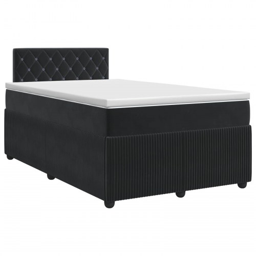 Boxmadras seng med topmadras og justerbar hovedgavl 120 x 190 cm sort fløjl