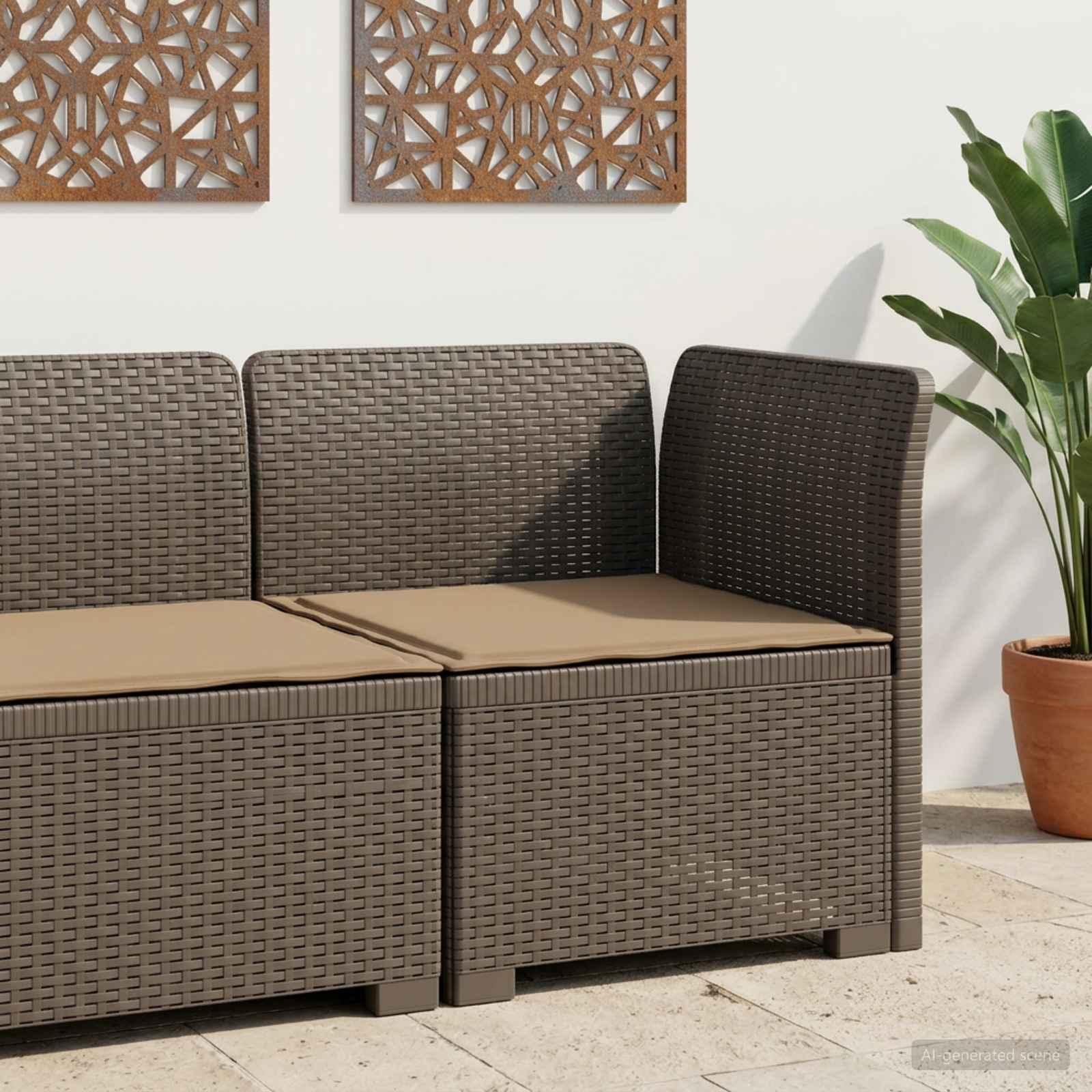vidaXL 1-personers Havemøbelsofa med Pude Rattan Look PP Lysegrå
