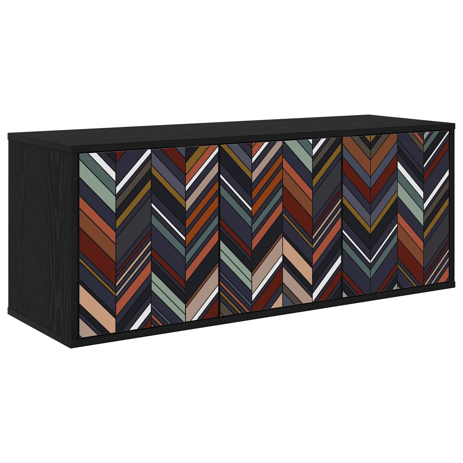 Væghængt TV-skab OMMEN 102 x 33 x 40 cm i sort eg